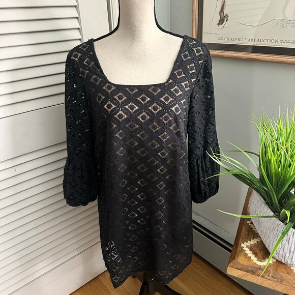 Anna Sui Anthropologie Dress Womens 6 Black Lace Mini Retro Dainty Whimsigoth - Picture 6 of 13